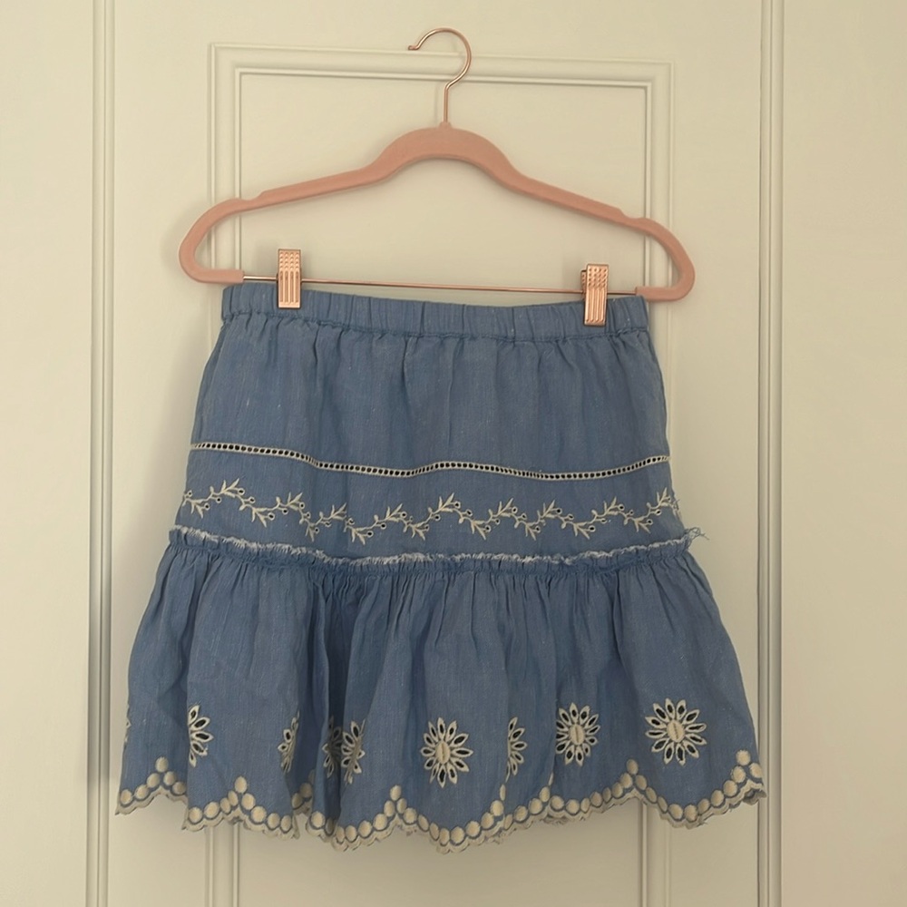 Loveshackfancy Cava Tiered Broderie Anglaise Mini Skirt